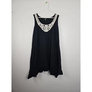 Style Co 348 Womens Black Beige Sleeveless Crochet Casual Dress 2X - Picture 1 of 5
