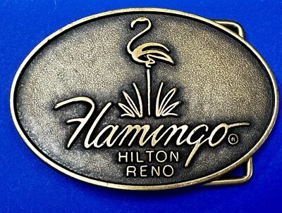 Flamingo Hilton Reno Nevada Hotel Casino Promotional Vintage Belt Buckle - Image 1 of 4