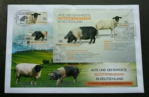 [SJ] Germany Old And Endangered Farm Animals 2016 Pig Sheep (FDC) *diff PMK - Picture 1 of 5