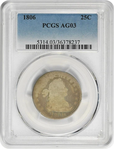 1806 Bust Silver Quarter AG03 PCGS Cover
