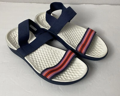 Crocs женщин с открытым носком лодыжки ремень многоцветный полоски синий размер 8 - Изображение 1 из 4