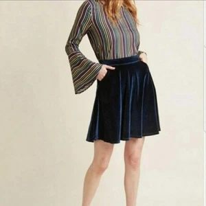 Modcloth Samt Midi Rock Gr. L blau - Bild 1 von 7