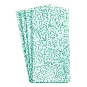Juego de 4 servilletas de algodón indio estampadas a mano hojas turquesa Caspari 50 cm - Imagen 1 de 2