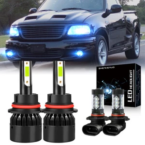 Para For 1999-2003 Ford F 150 8000K Faros LED Hi / Low + Kit de luces antiniebla - Picture 1 of 11