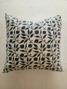 William Morris Indigo "Rosehip Fabric" Pillow Covers 20x20 Set of 2, Knife Edge - Picture 1 of 3