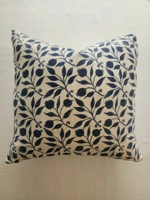 William Morris Indigo "Rosehip Fabric" Pillow Covers 20x20 Set of 2, Knife Edge - Image 1 of 3
