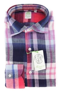 Finamore Napoli Pink Plaid Shirt - Extra Slim - (2018022611) - Picture 1 of 4