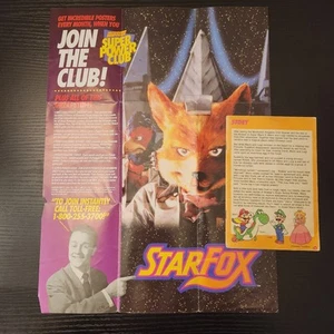 Snes Nintendo Super Power Club Star Fox Poster & Super Mario World Game Manual - Picture 1 of 13