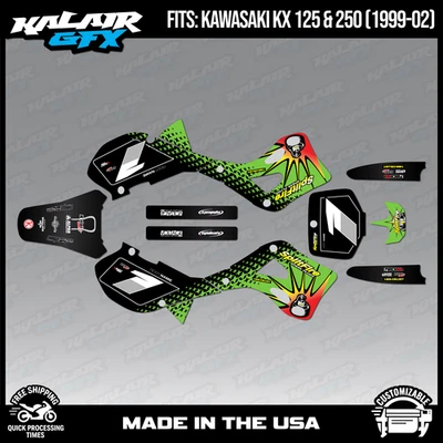 Kit Gráficos para Kawasaki KX125 KX250 (1999-2002) Lancaster Series - Verde Foto 1 de 4
