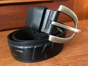 MISS SIXTY VINTAGE GENUINE BLACK LEATHER WOMEN'S EMBOSSED LOGO BELT SMALL - Picture 1 of 15