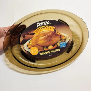 Vintage Pyrex Fireside Serving Platter Brown Glass 1970s NWT - Picture 1 of 3
