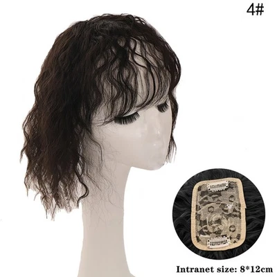 ATOZWIG Synthetic Hair Clip in Topper Black Brown Closure Toupees Curly Hairpiece #4