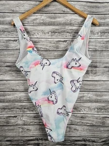 White Unicorn Whimsical Women's Juniors Bathing Suit Swimwear One-Piece Size M - Picture 1 of 6