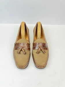 Mezlan Shoes Men's 11M Brown Crocodile & Suede Leather Tassel Loafers Made Spain - Picture 1 of 11