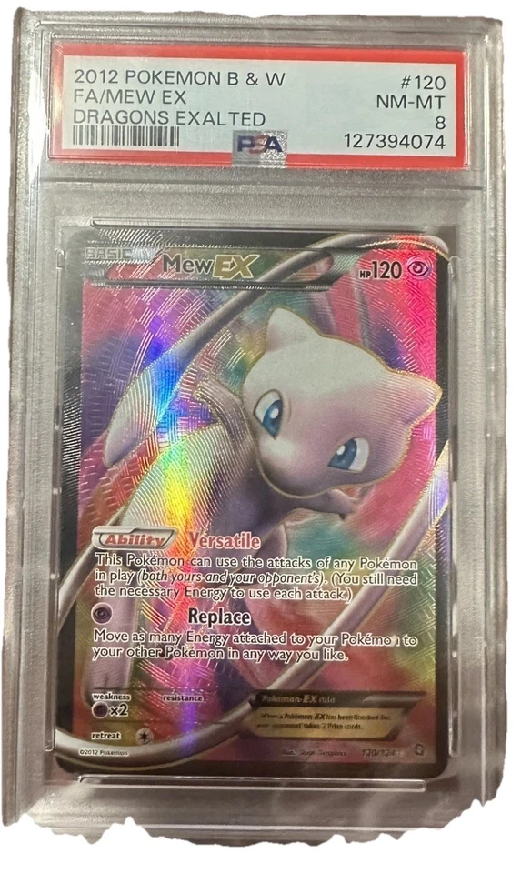 2012 POKEMON B&W DRAGONS EXALTED #120 FULL ART/MEW EX PSA 8 LOW POP NEW CERT  - Image 1 of 1
