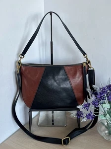 Fossil Skylar Black & Tan Pebbled Leather Shoulder Crossbody Bag - Bild 1 von 22