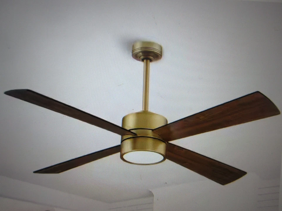 IHOMEadore 52 in. Indoor Integrated LED Natural Brass Ceiling Fan with Remote - Image 1 of 4