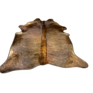 Brindle Cowhide Rug with Leather Binding XL - Size: XL (94”x78”ft ) - Premium C - Picture 1 of 5