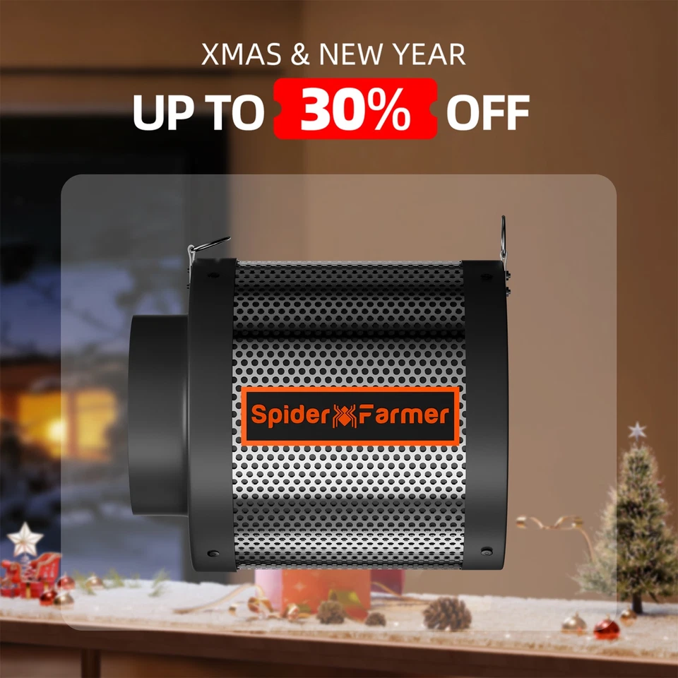 Filtro Aria Carbone Spider Farmer 4" 6" Controllo Odori per Ventilatore In Linea Tenda Coltivazione