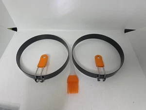 Anillo de huevo molde huevo frito de acero inoxidable 2 redondos de 6" con cepillo para huevo frito - Imagen 1 de 2