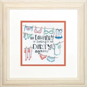 Diy Needlepoint Cross Stitch "Drying Clothes" Embroidery Kit Printed Сanvas - Picture 1 of 4