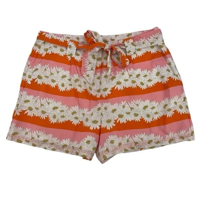 Pantalones Cortos Spartina 449 Para Mujer Talla 14 Aria Audubon Margarita Corbata Cinturón Mezcla de Lino Foto 1 de 4