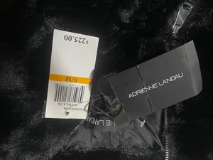 Adrienne Landau S/M scialle fuzzy peloso con zip nero getto - Foto 1 di 2