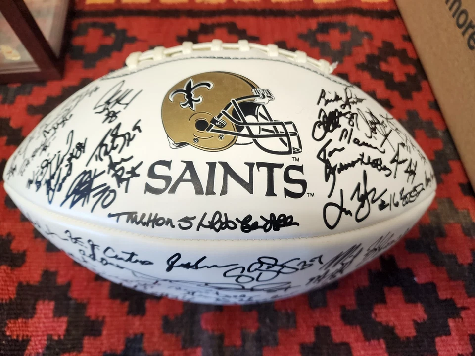 RARE 2008 Baden New Orleans Saints Litho Signed Team Football Drew Brees - Image 1 of 4