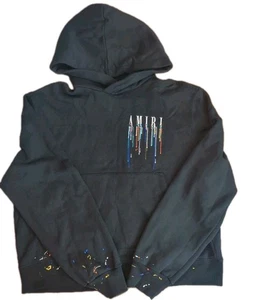 Amiri Herren Paint Drip Logo Schwarz Langarm Pullover Hoodie Gr. XL - Bild 1 von 13