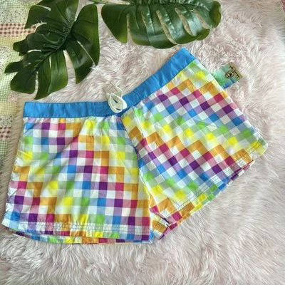 Pantalones Cortos de Natación Panama Jack Y2K Para Mujer Colorido Arco Iris a Cuadros XL Juniors Foto 1 de 4