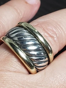 David Yurman Zigarrenbandring in 14 Karat Gelbgold und Silber Größe 6 - Bild 1 von 11