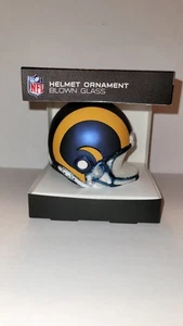 Elmetto Los Angeles Rams NFL ornamento vetro soffiato Natale - Foto 1 di 4