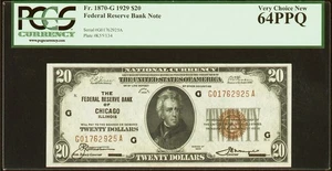 Fr. 1870-G 1929 $20 FRBN, Chicago, PCGS 64-PPQ - Picture 1 of 2