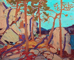 Pine Cleft Rocks Painting by Tom John Thompson Reproduction - Picture 1 of 3