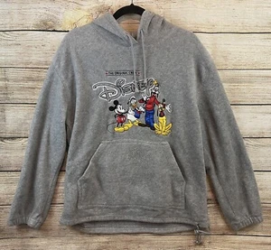 Disney “The Original Crew” Mickey Vintage Hoodie Fleece Sweater Large Grey - Picture 1 of 7