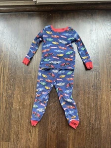 Pottery Barn Kids Hot Wheels Fitted Pajama Set Boy 3 PJs Pajamas Top Pants Rare - Picture 1 of 2