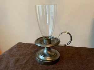 Vintage Metall Windlicht Kammerlampe Kerzenhalter Schlaufengriff - Bild 1 von 9