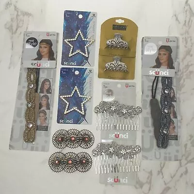 Scunci Lot 10 Headbands Barrette Hair Claws Comb Bling Wedding Prom Dressy Bling - Image 1 of 4