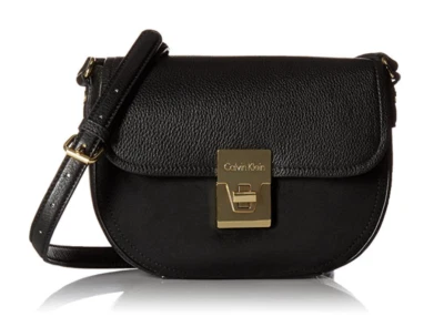 NUEVO Cartera Bandolera Calvin Klein Pinnacle Pebble Negra y Dorada Foto 1 de 3