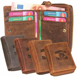Leder Vintage Minigeldbörse Portemonnaie Geldbeutel Geldbörse Kartenetui RFID - Bild 1 von 8