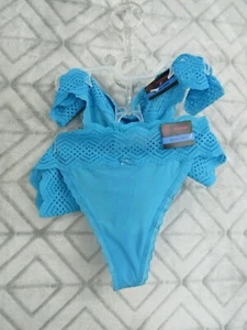 New 2 Pair No Boundaries Thong Panties Size XXXL 3XG Blue Lacy Sexy Intimates - Picture 1 of 4