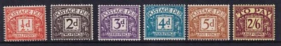 GB 1954-55 sg D40-45 Postage Dues Tudor Crown Wmk Complete Set Of 6 MNH — 第 1/2 张图片