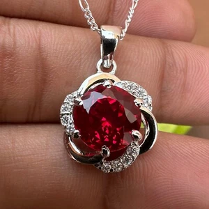 Certified 20 Ct Natural Red Ruby Loose Gemstone Pendant In 925 Silver MG023 - Picture 1 of 7
