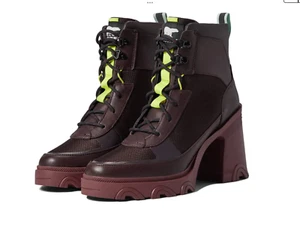 Sorel Women boots Brex Heel Platform Lace Lux Wine Burgundy Mesh Leather US 8.5 - Picture 1 of 7