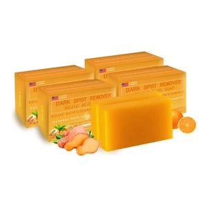4Pcs Turmeric Soap Skin Whitening Dark Spots lightening Acne Brightening 400G - Picture 1 of 7