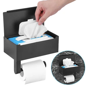 Toilettenpapierhalter mit Feuchttücherbox No Bohren Klorollenhalter Edelstahl - Bild 1 von 12