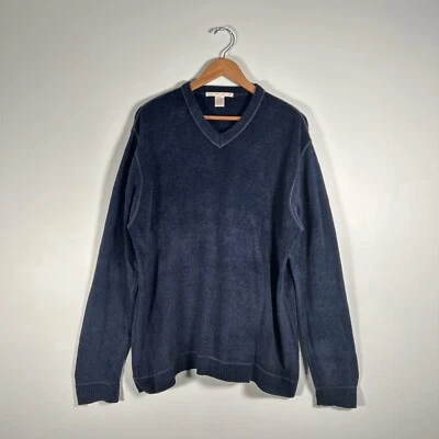 Suéter vintage Perry Ellis cuello en V azul para hombre XL Foto 1 de 4