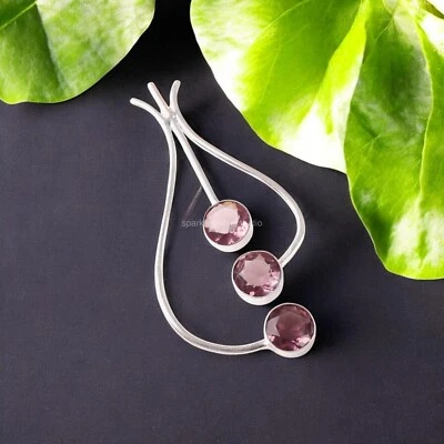 Colgante de boda con bisel de piedras preciosas de rodolita de plata de ley 925 con venta del día de la amistad Foto 1 de 4