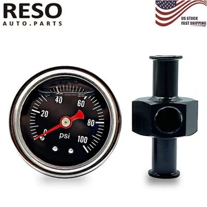 Liquid Fuel Pressure Regulator Gauge W/ 3/8" In-Line Adapter 0-100psi Meter - Picture 1 of 21