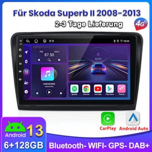 8-Kern Android 13 Autoradio 6+128G Für Skoda Superb 2008-2013 GPS Nav FM Carplay - Bild 1 von 16